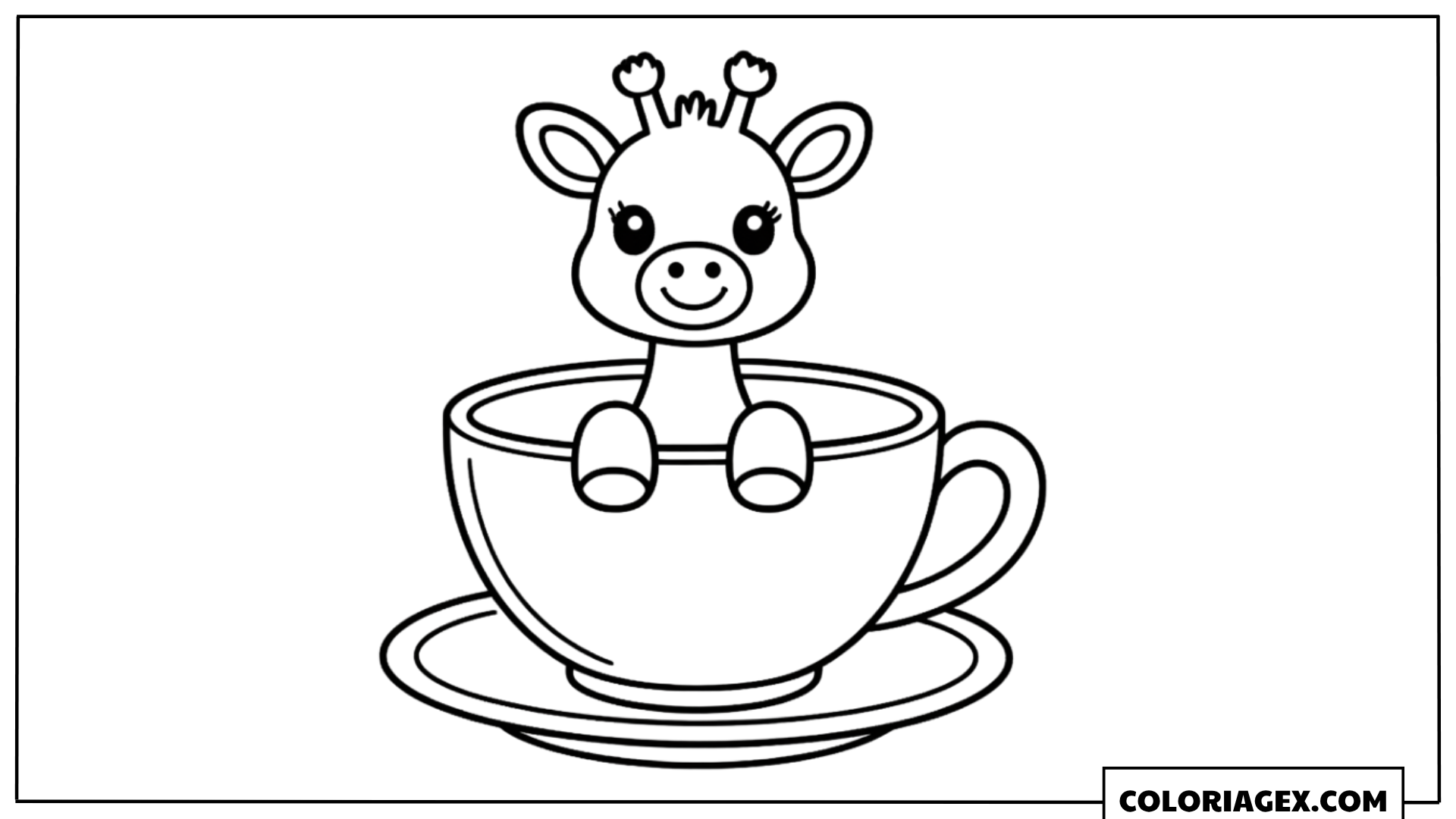 Coloriage Bébé girafe dans une tasse