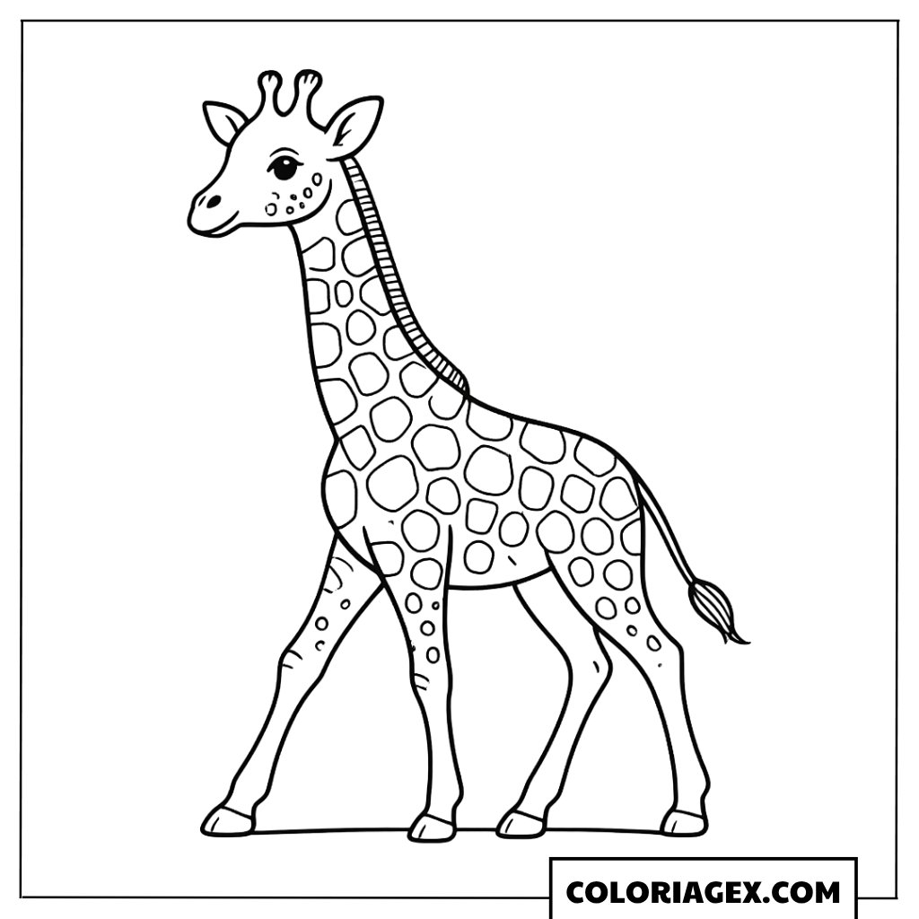 Coloriage Bébé girafe en marche