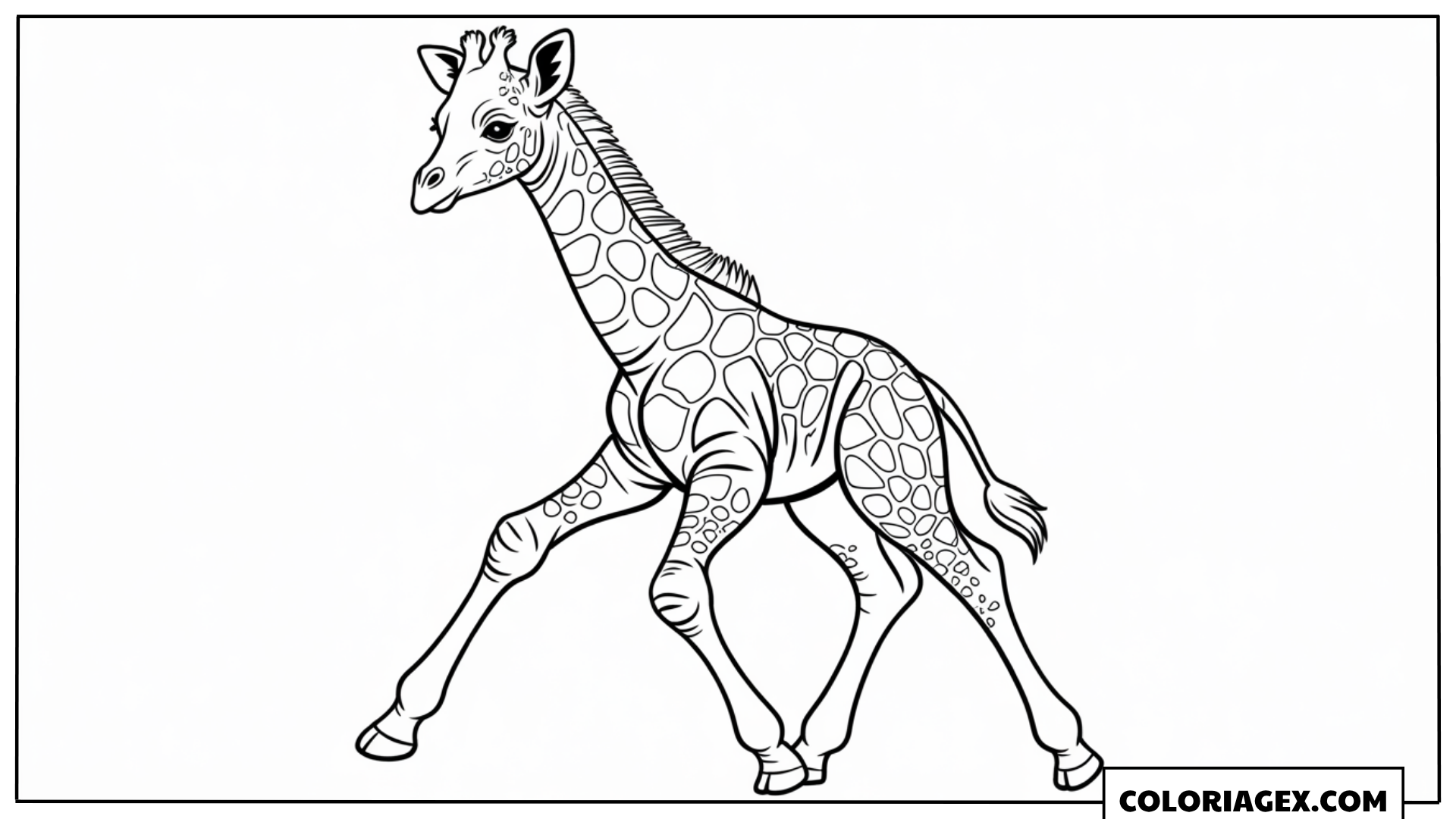 Coloriage Bébé girafe réaliste en marche