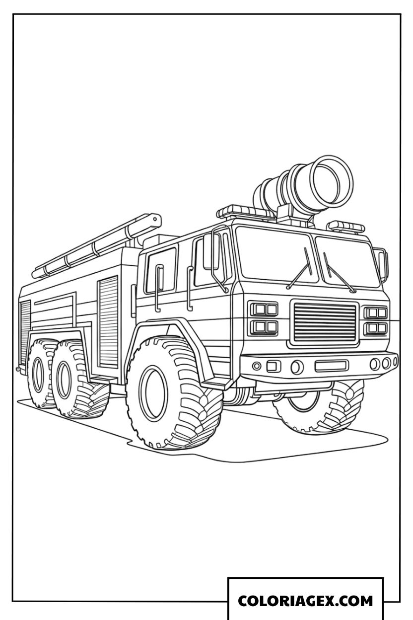 Coloriage Camion de Pompier Tout Terrain