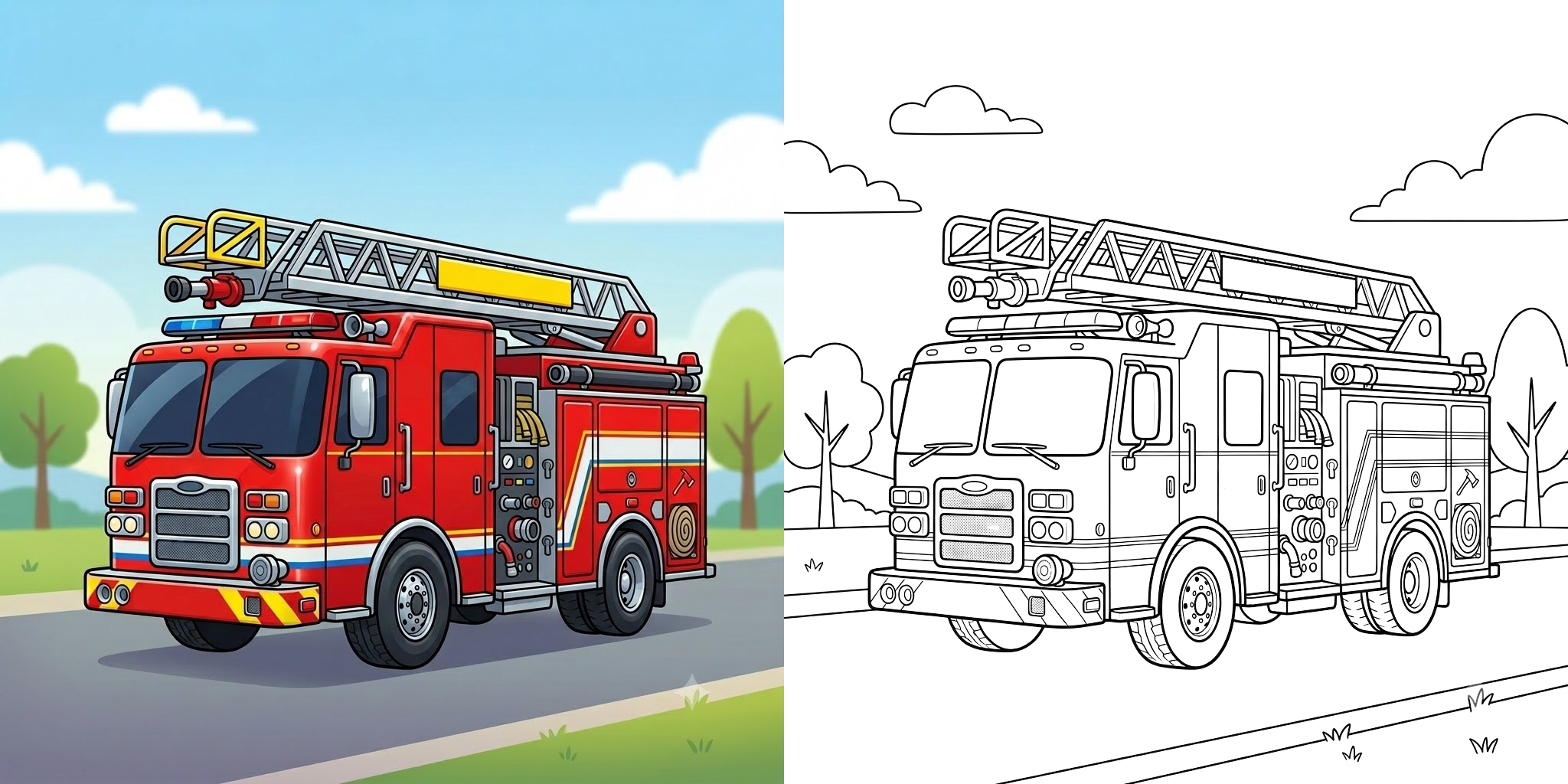 ft - Coloriage Camion de Pompier ft
