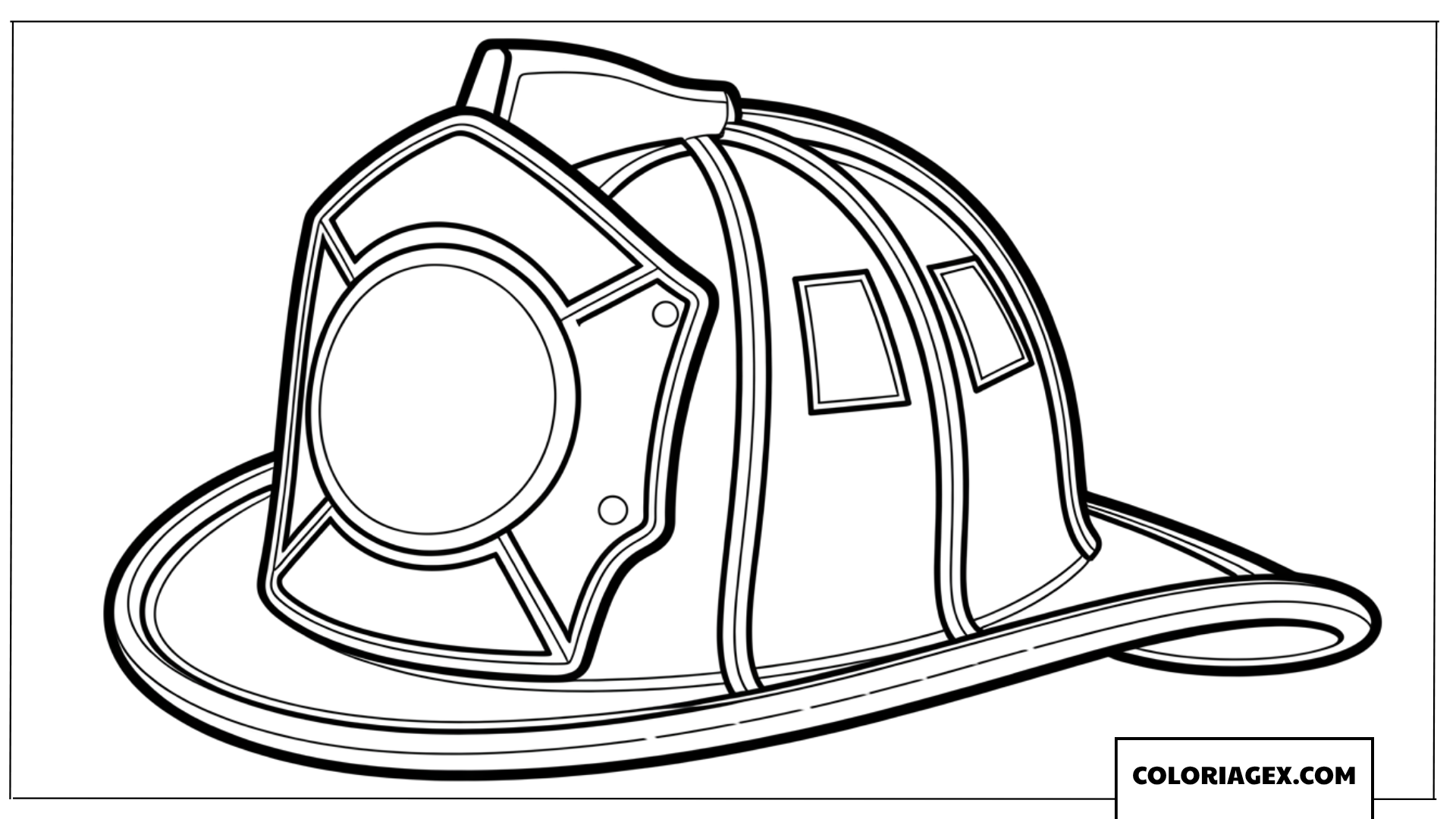 Coloriage Casque de Pompier Traditionnel en Vue Laterale