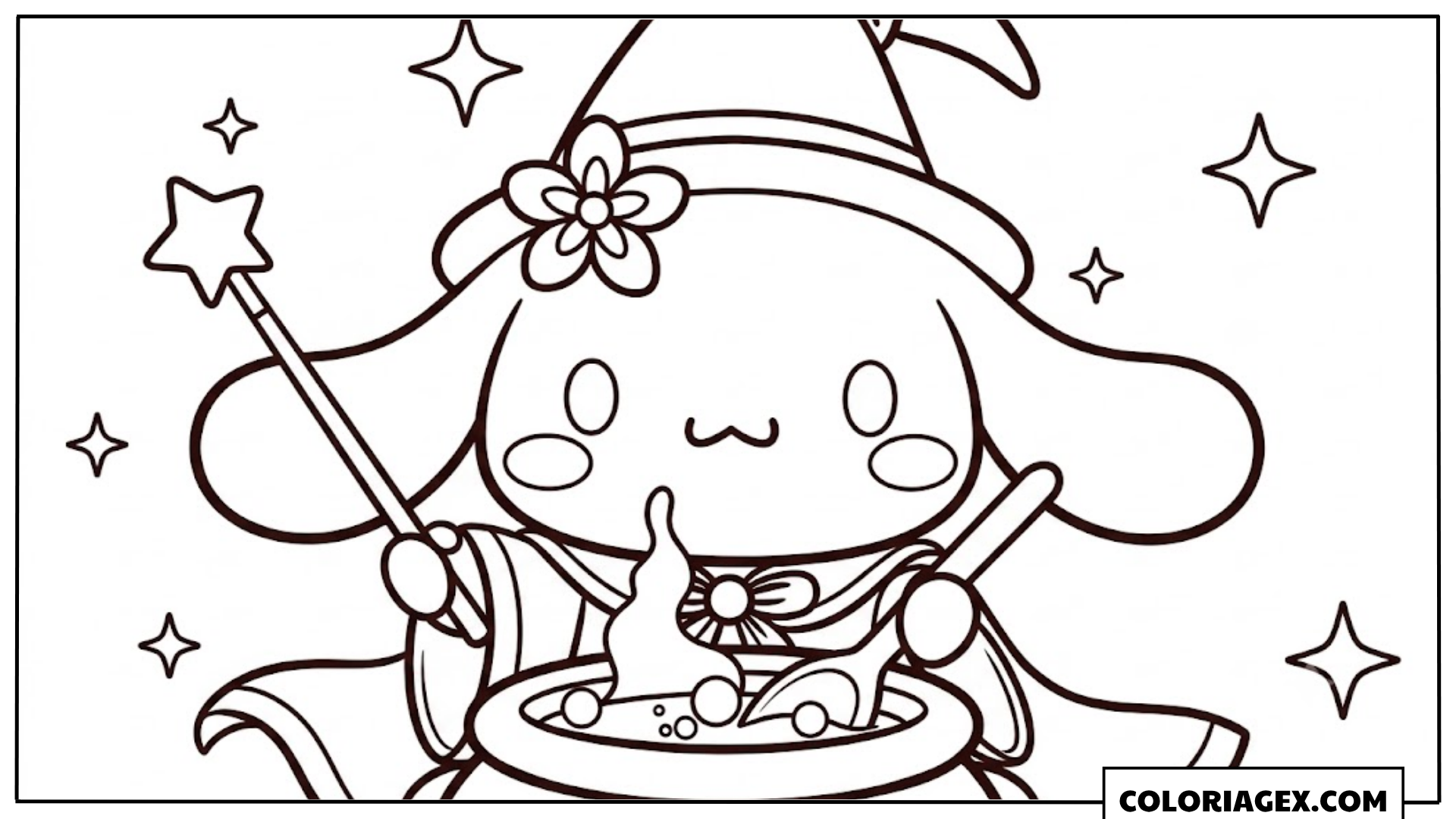 Coloriage Cinnamoroll Sorcière avec Baguette