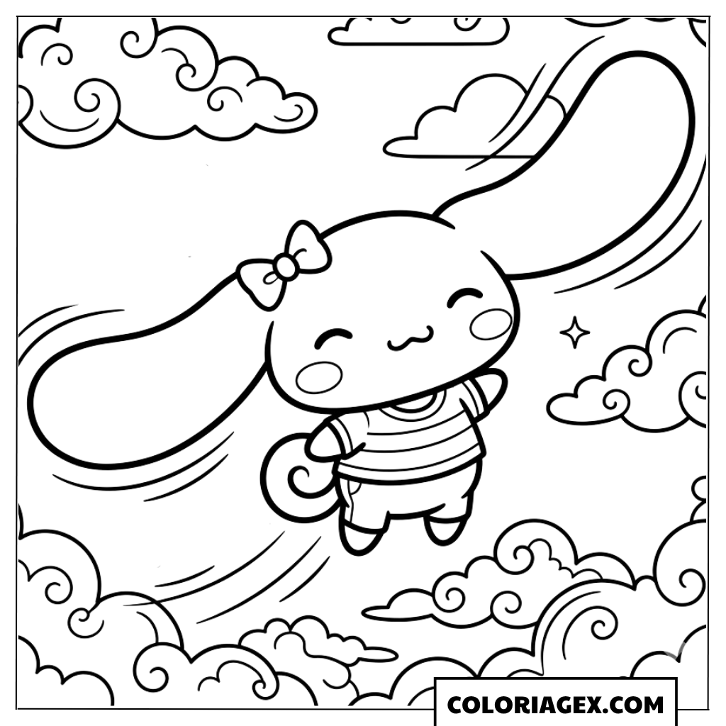 Coloriage Cinnamoroll Volant dans le Ciel