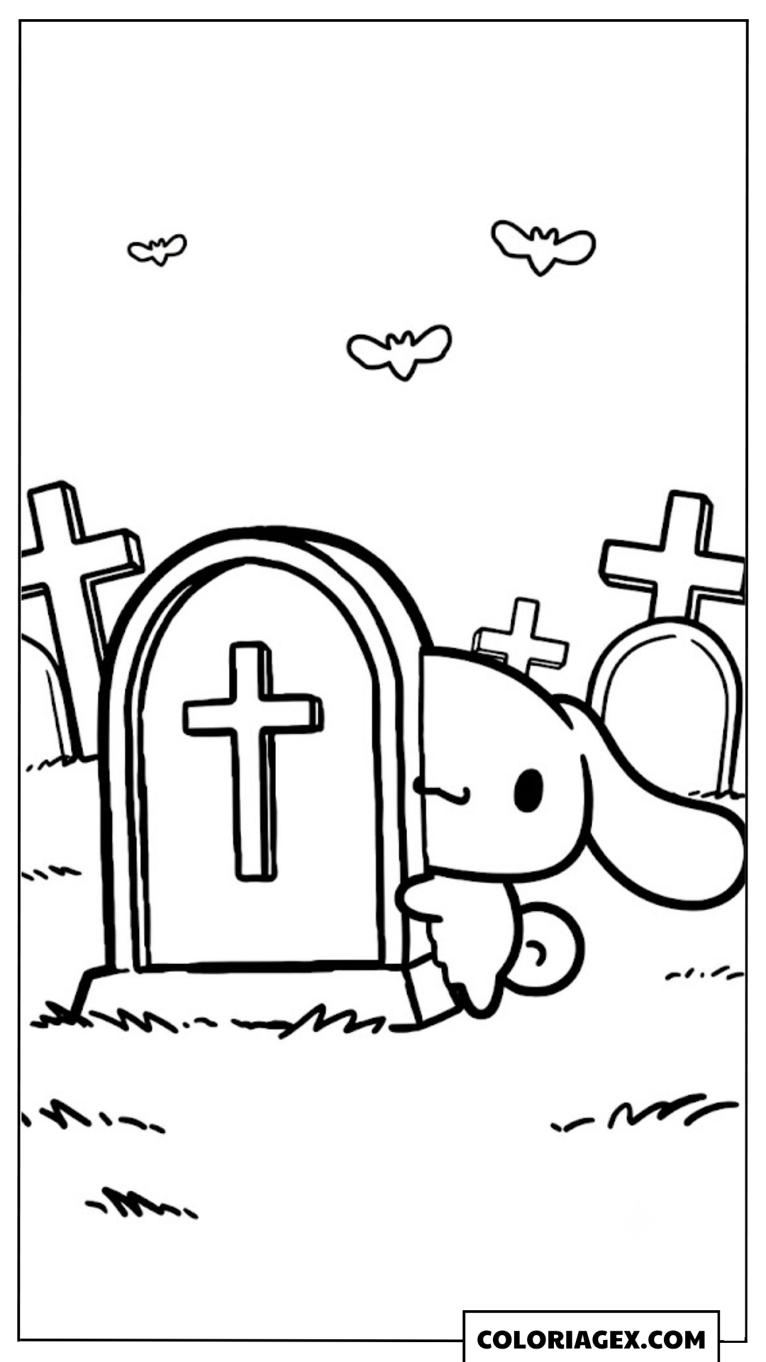 Coloriage Cinnamoroll au Cimetière