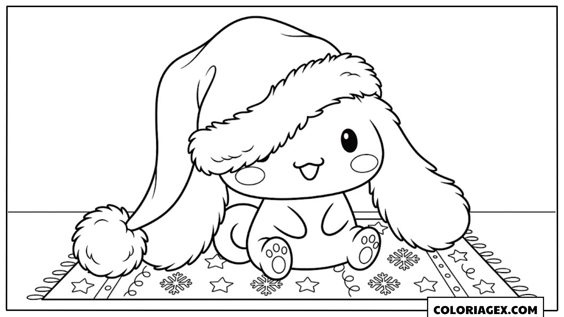 Coloriage Cinnamoroll avec Bonnet de Noël