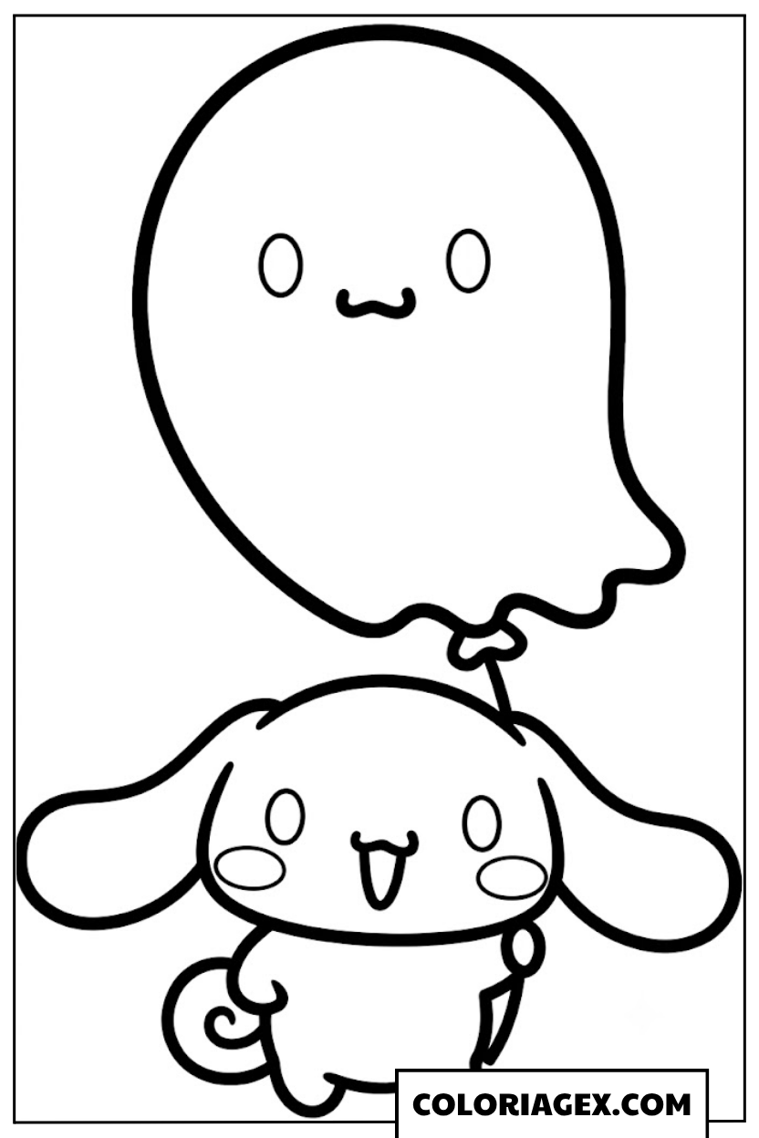 Coloriage Cinnamoroll avec Fantôme