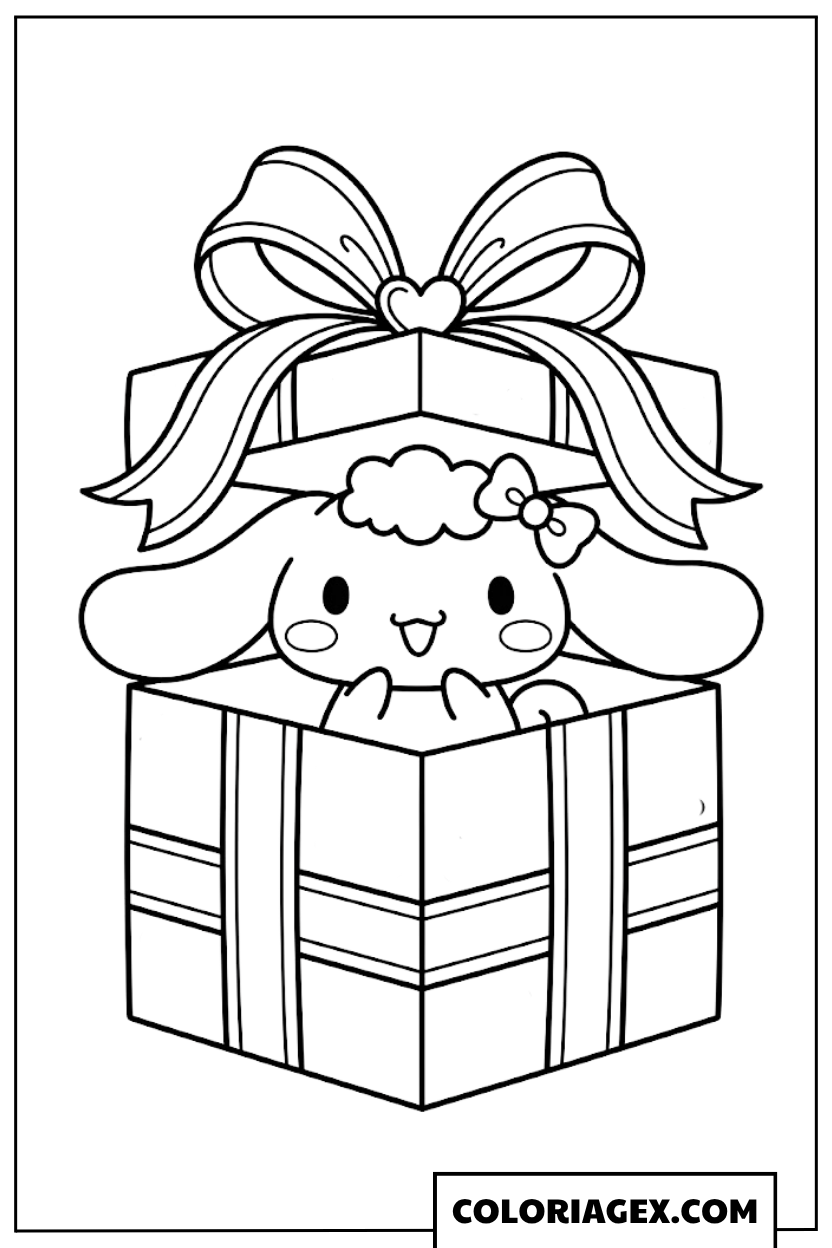 Coloriage Cinnamoroll dans un Cadeau