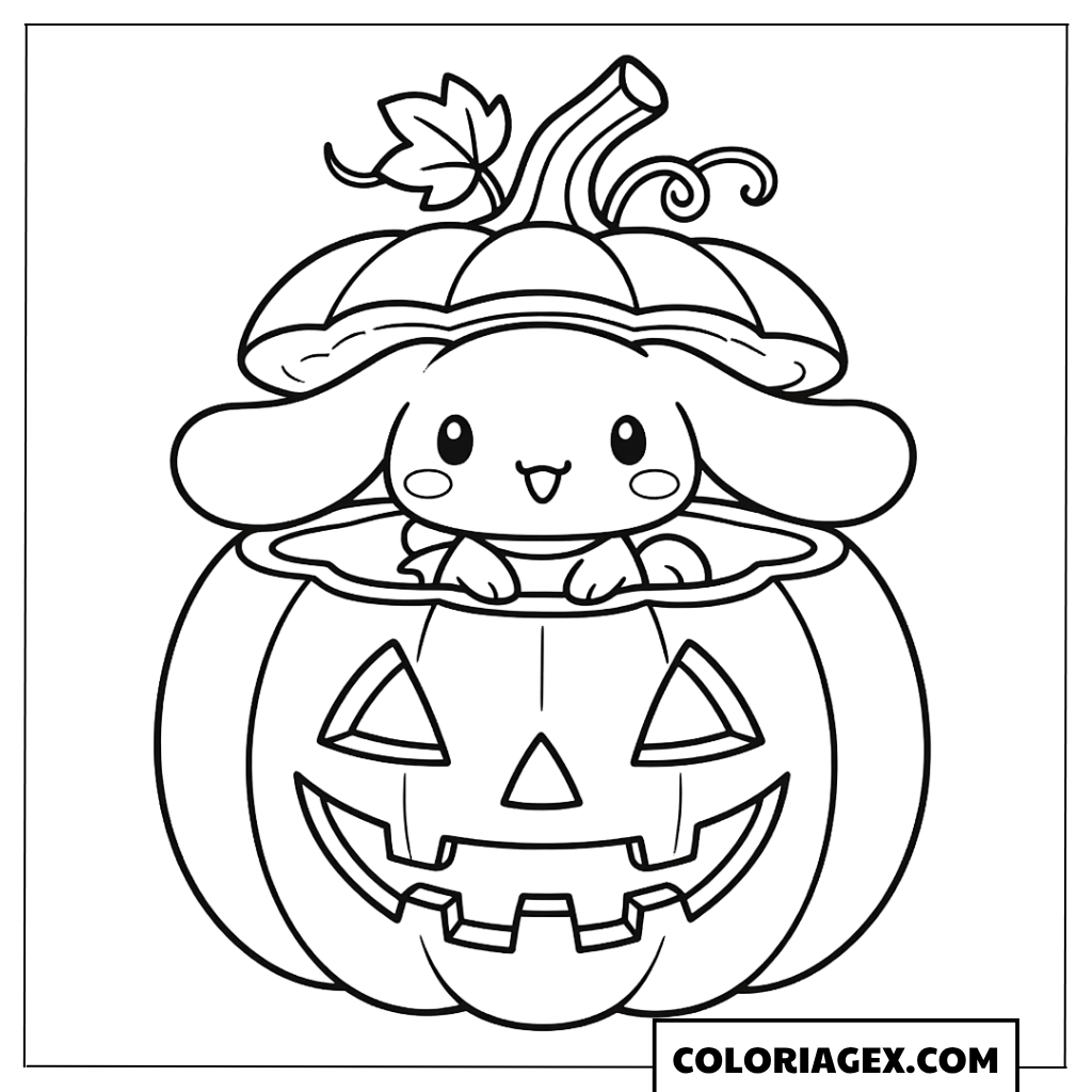 Coloriage Cinnamoroll dans une Citrouille