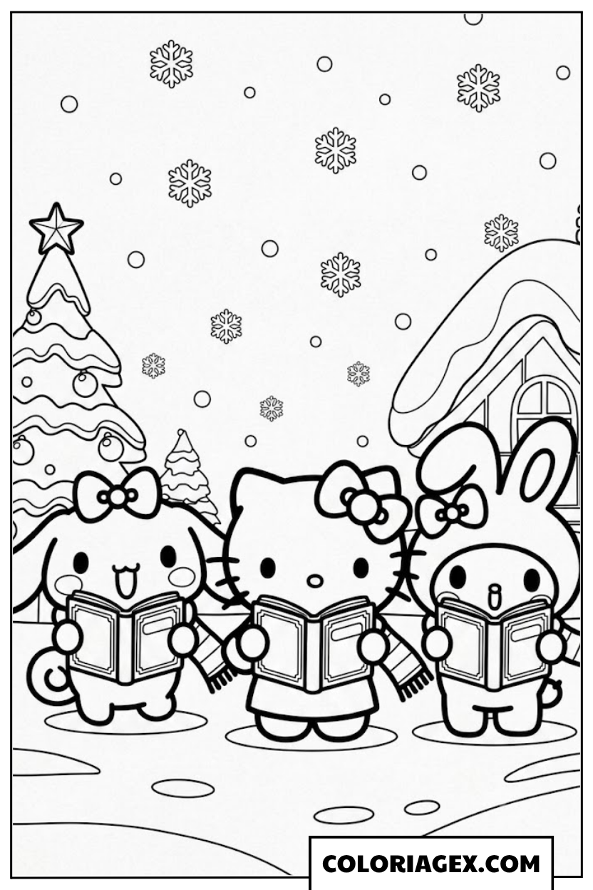 Coloriage Cinnamoroll et Amis Lisent des Livres