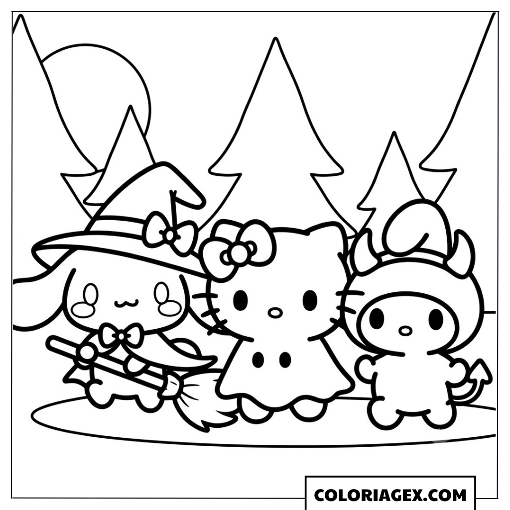 Coloriage Cinnamoroll et Amis Sorcières