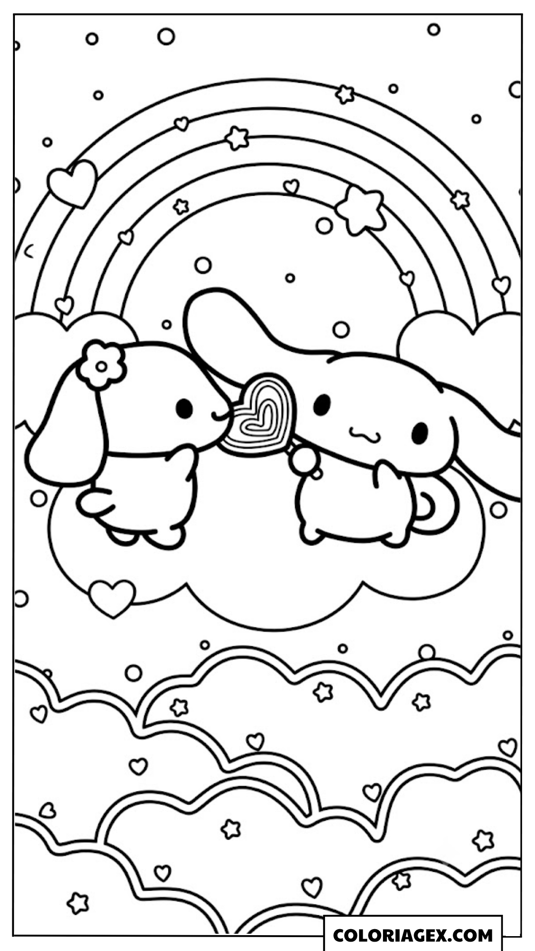 Coloriage Cinnamoroll et Amis sur Arc-en-ciel