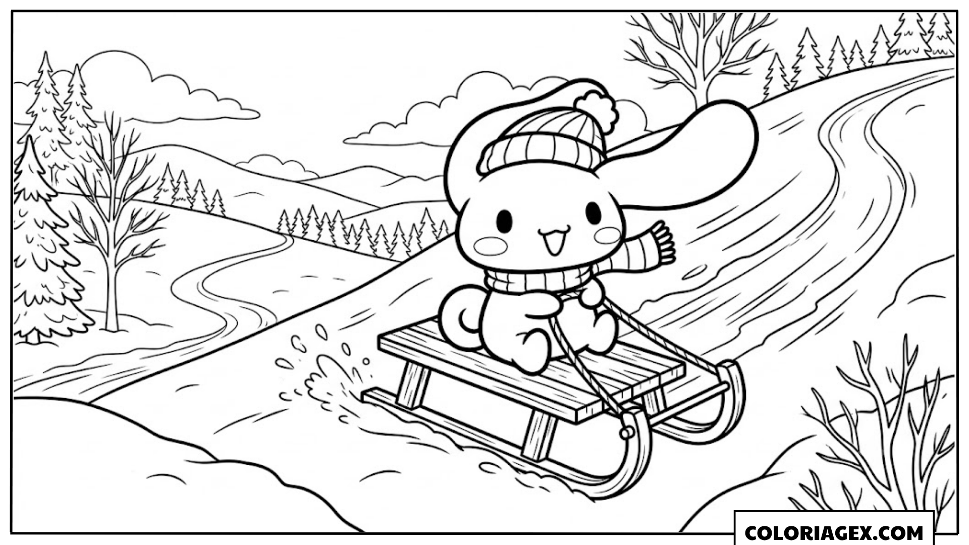 Coloriage Cinnamoroll sur Luge