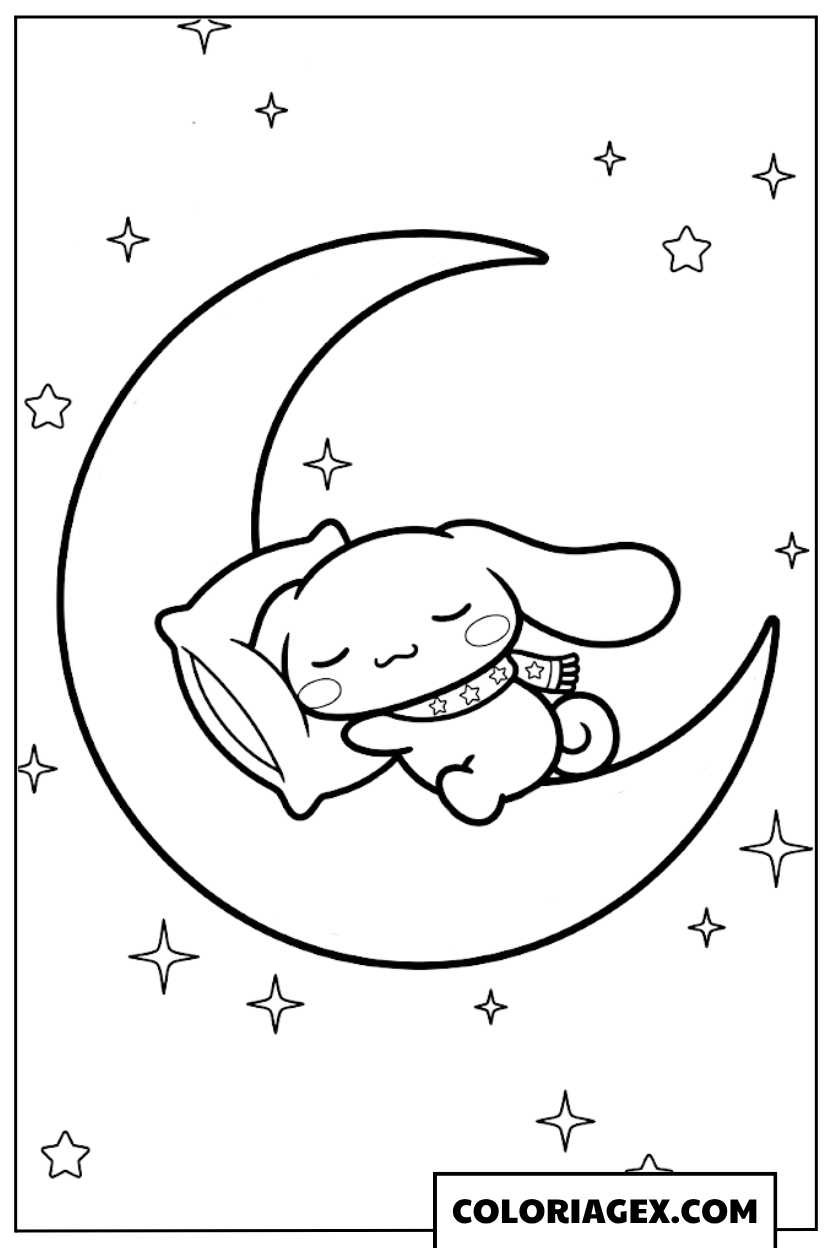 Coloriage Cinnamoroll sur la Lune
