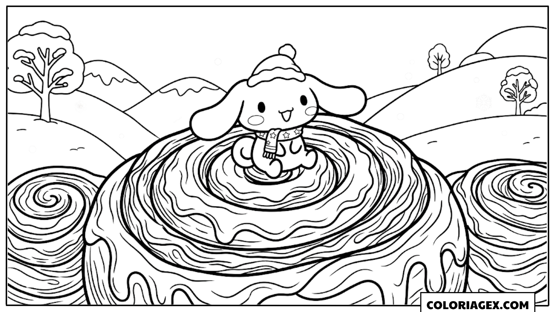 Coloriage Cinnamoroll sur une Vague