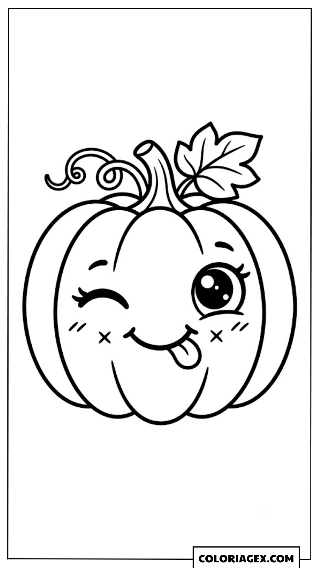 Coloriage Citrouille Kawaii qui tire la langue
