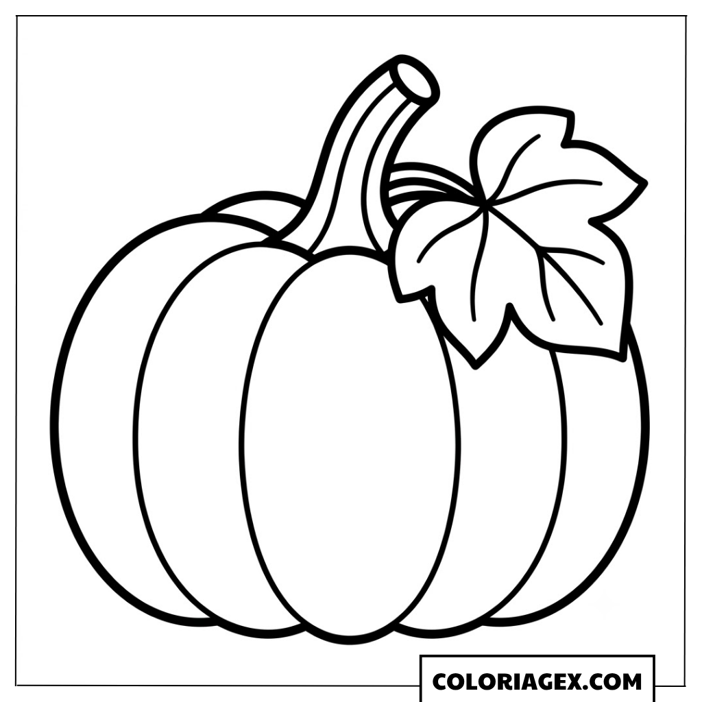 Coloriage Citrouille avec Feuille