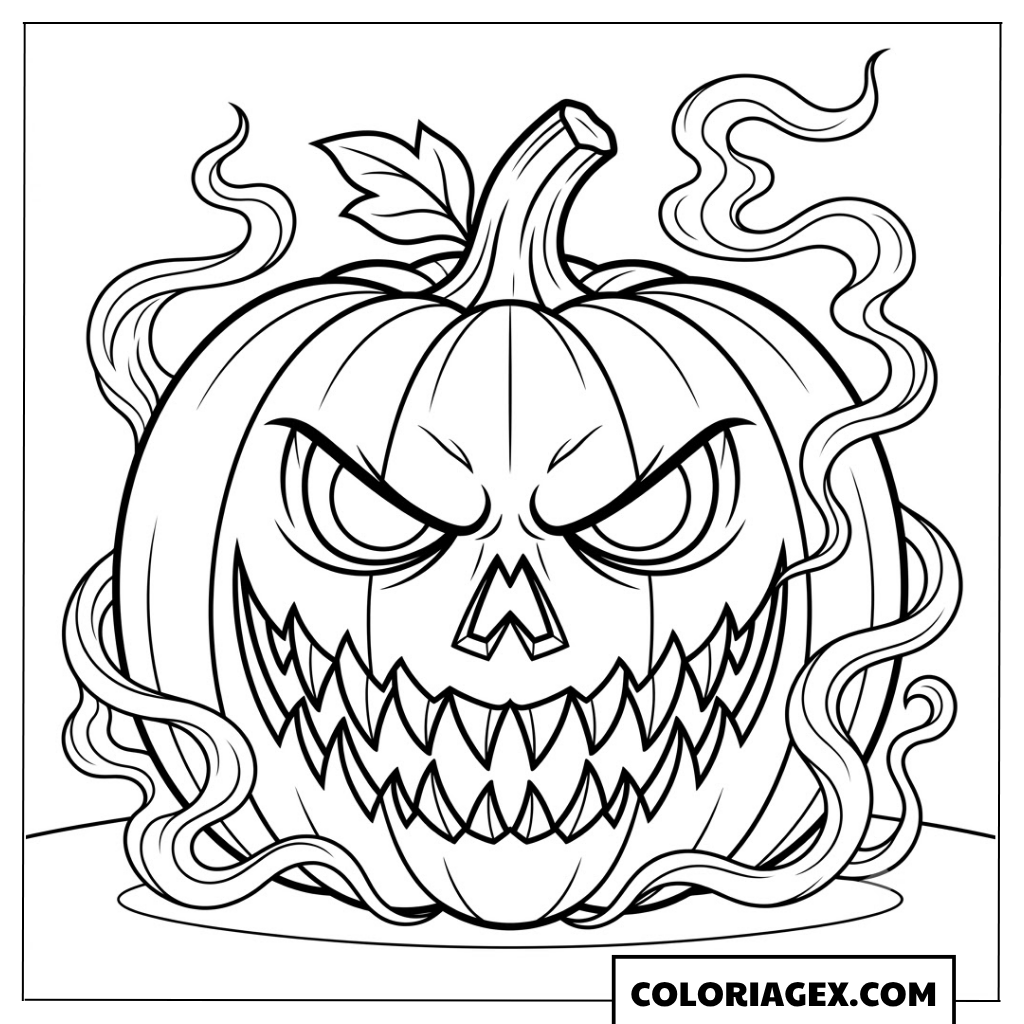 Coloriage Citrouille avec Fumée