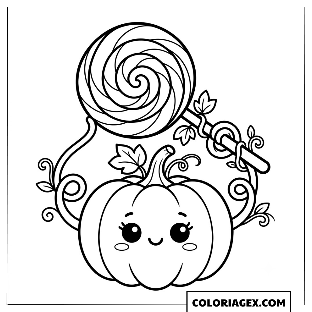 Coloriage Citrouille avec Sucette