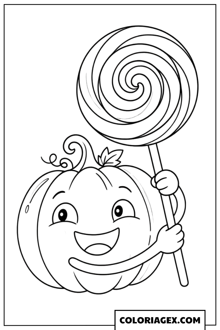 Coloriage Citrouille avec Sucette