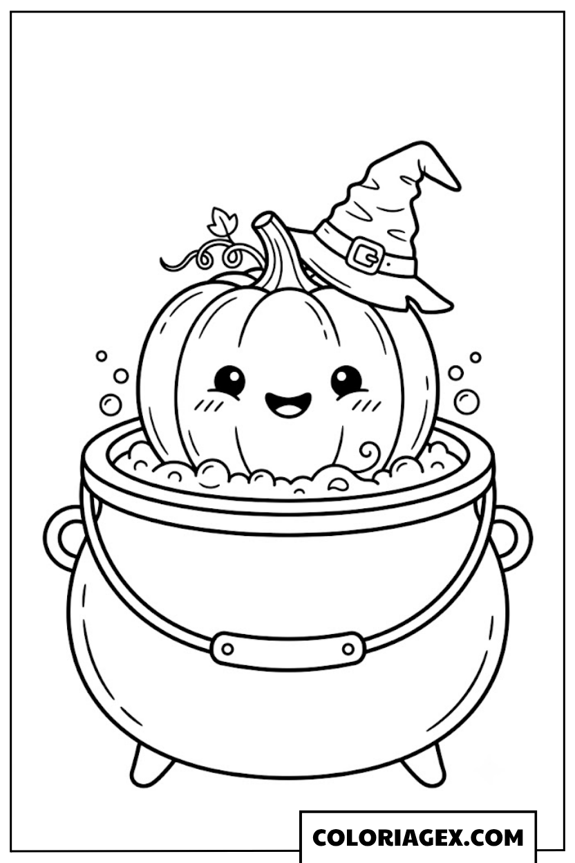 Coloriage Citrouille dans le Chaudron