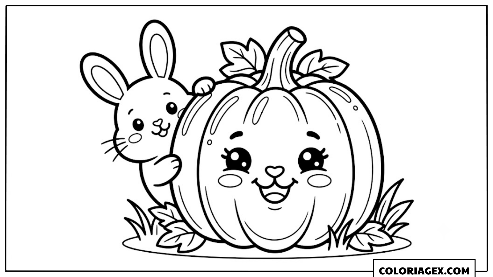 Coloriage Citrouille et Lapin