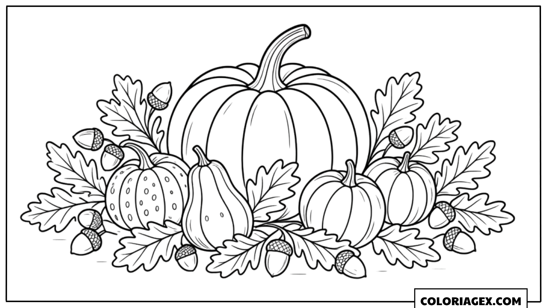 Coloriage Citrouilles et Feuilles d’Automne