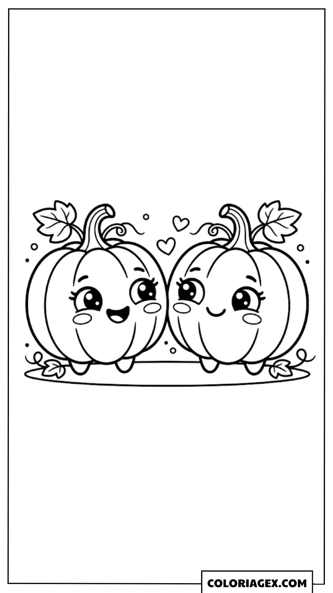 Coloriage Deux Citrouilles Kawaii Amies
