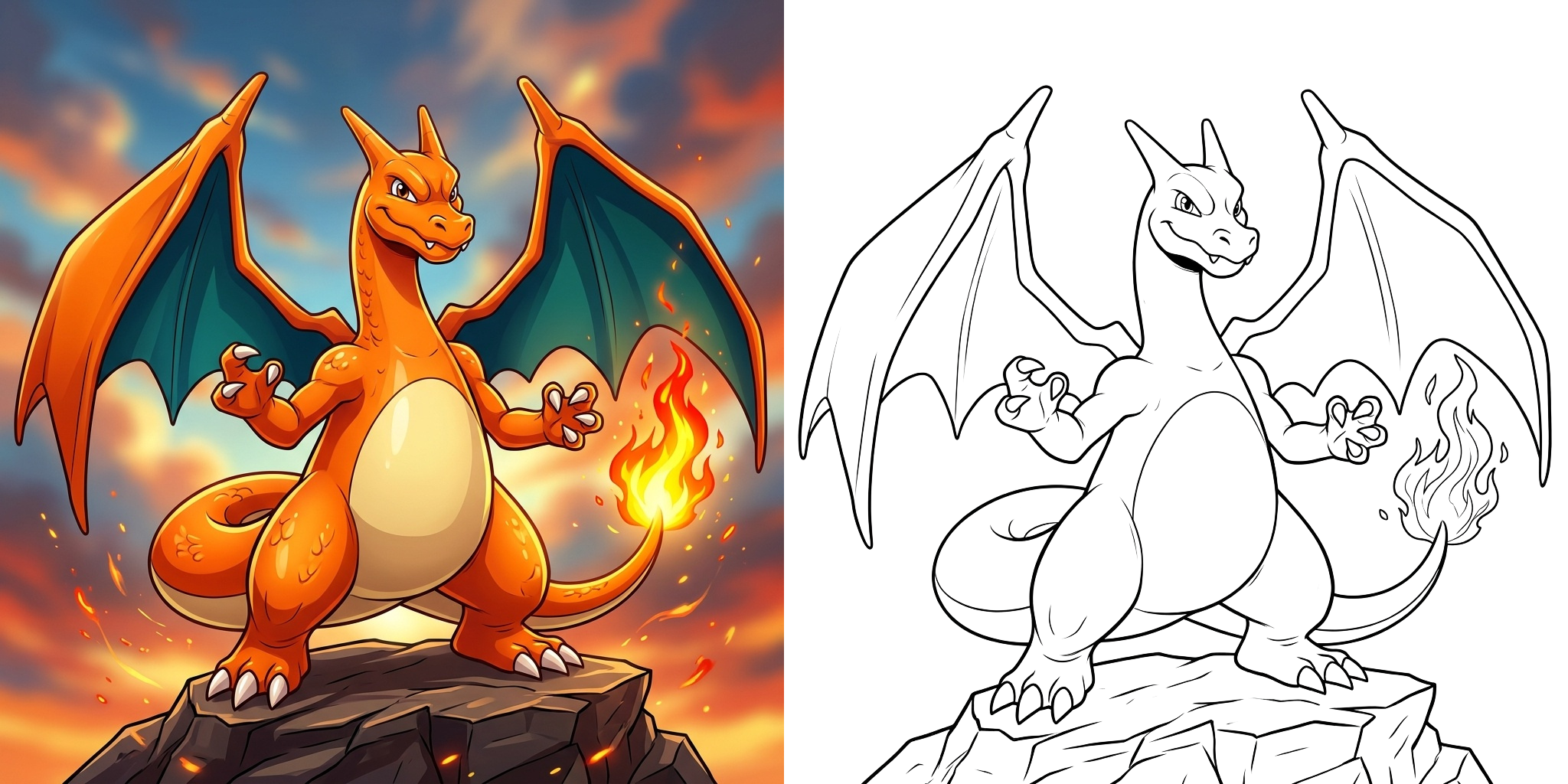 ft - Coloriage Dracaufeu ft