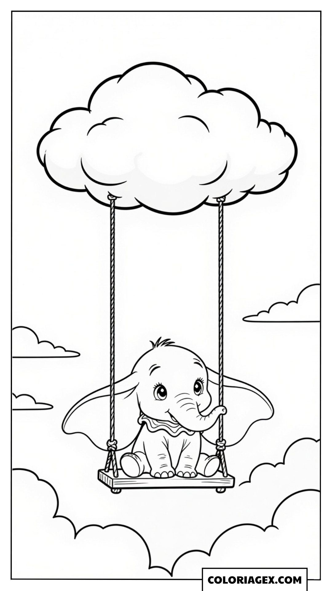 Coloriage Dumbo balançoire