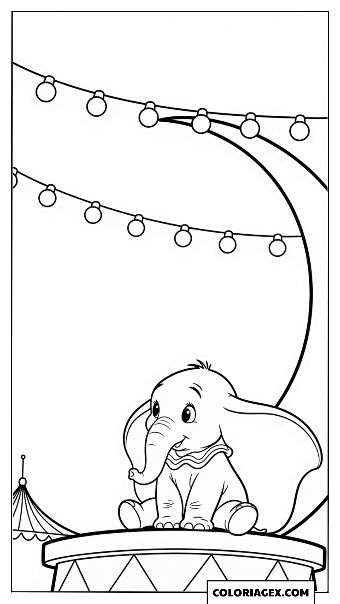 Coloriage Dumbo sur estrade