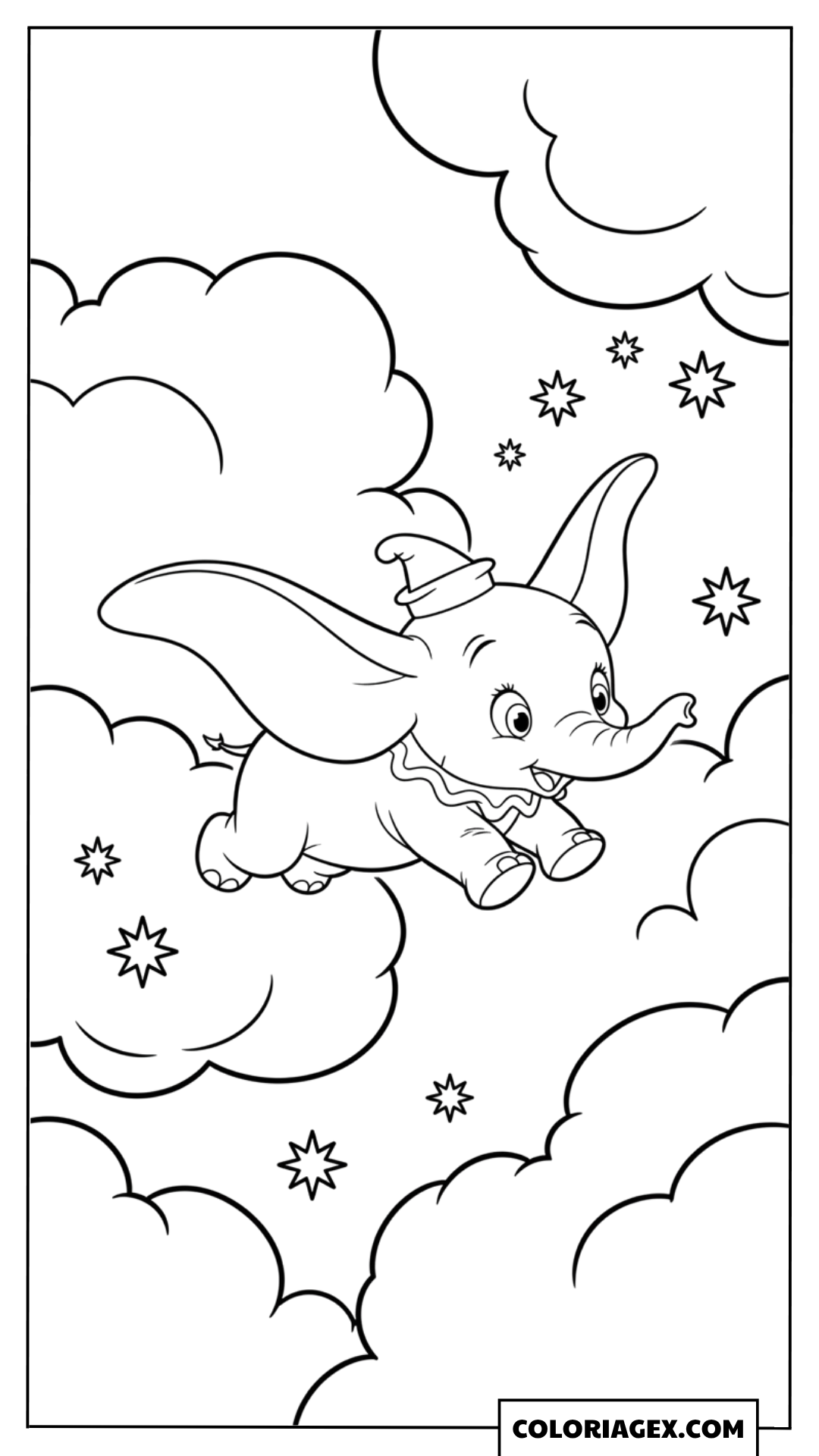 Coloriage Dumbo volant
