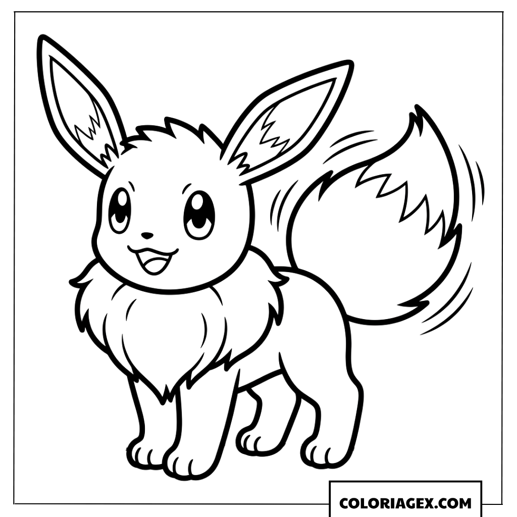 Coloriage Eevee qui remue sa queue