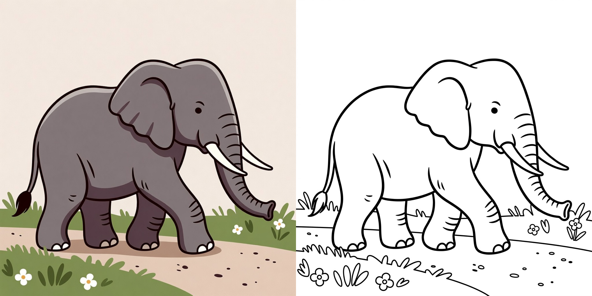 ft -  Coloriage Éléphant Facile ft