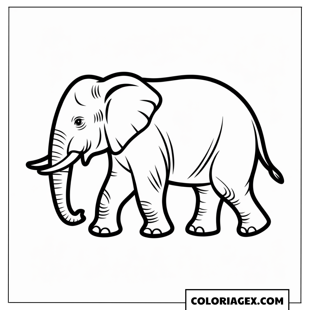 Coloriage Éléphant Marchant de Profil