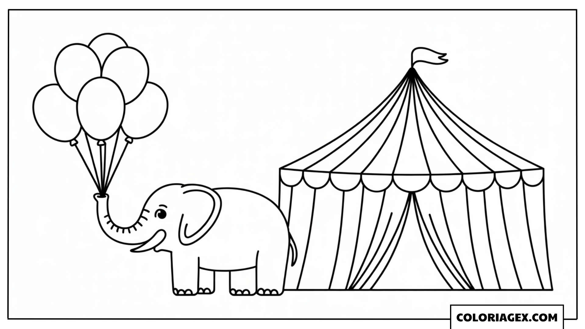 Coloriage Éléphant avec Ballons