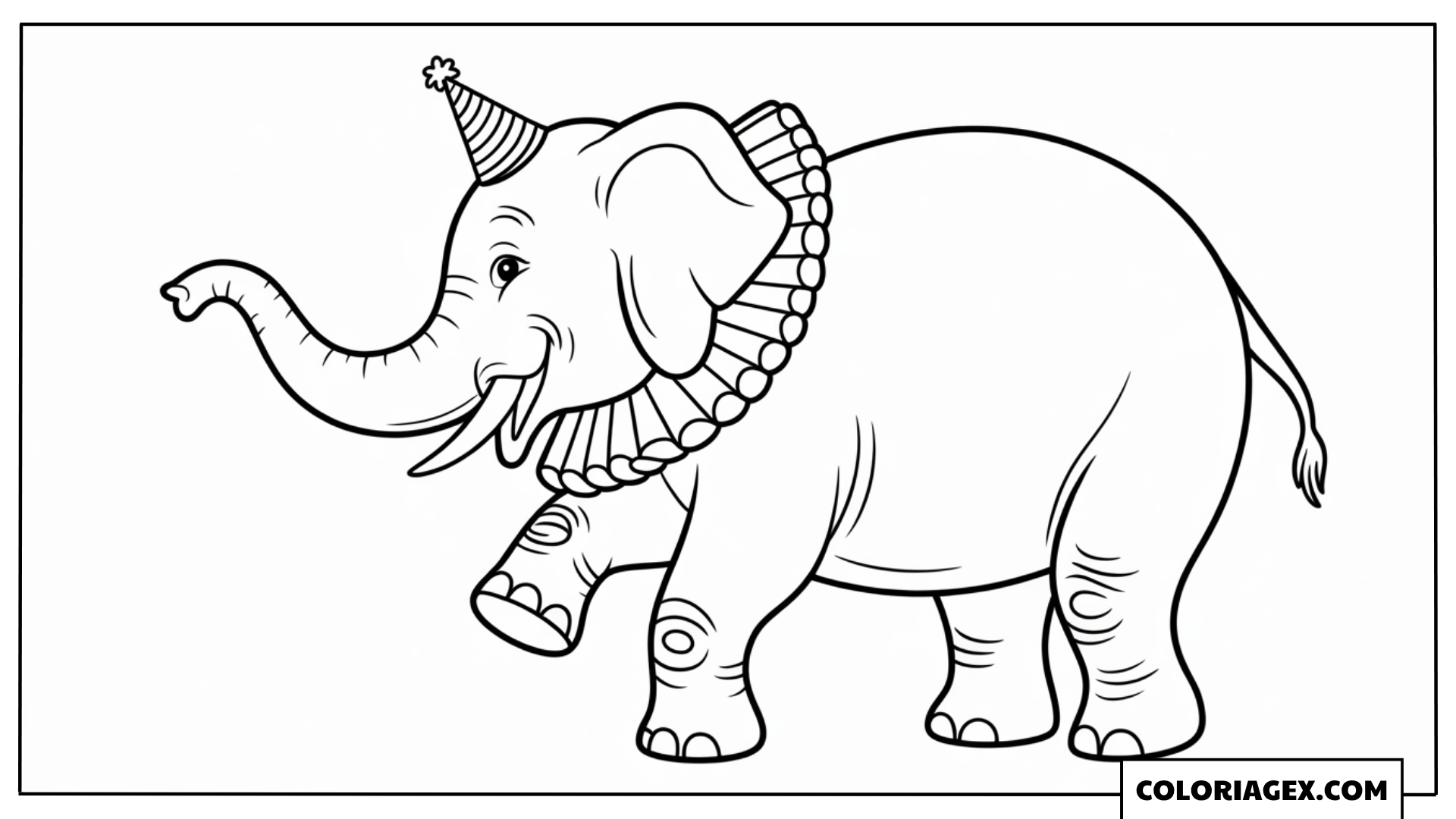 Coloriage Éléphant avec Chapeau