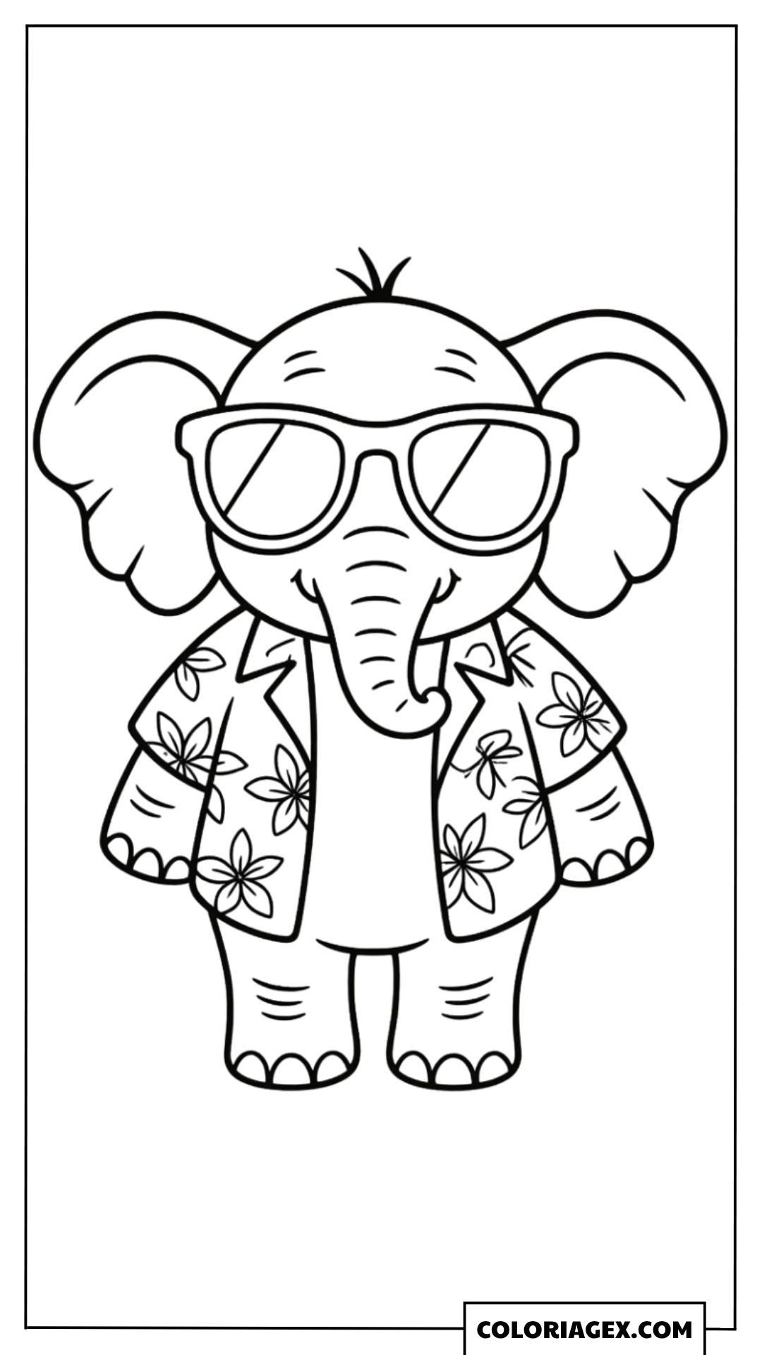 Coloriage Éléphant cool lunettes