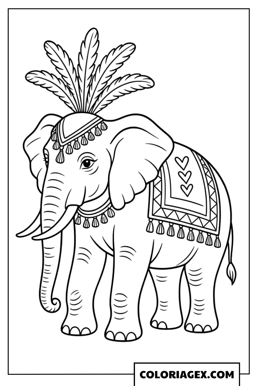 Coloriage Éléphant décoré cirque