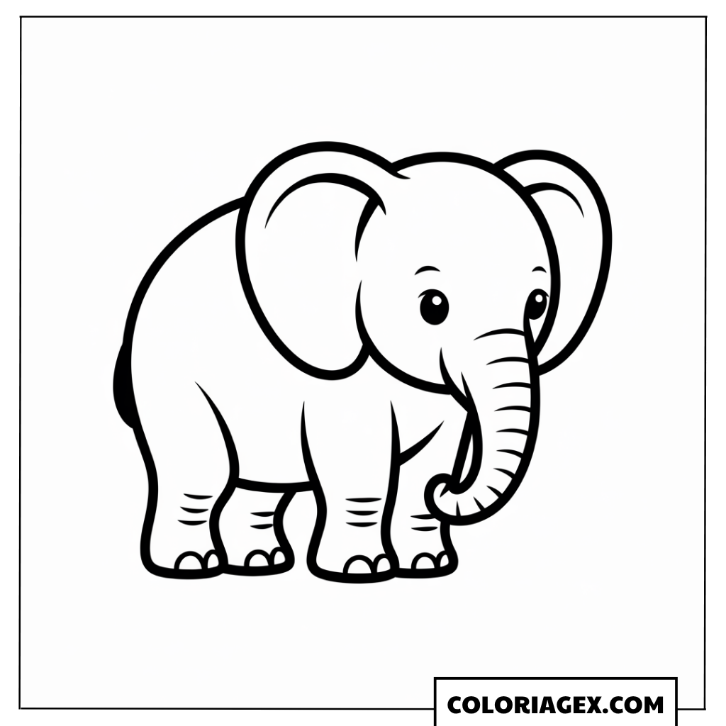 Coloriage Éléphant profil facile