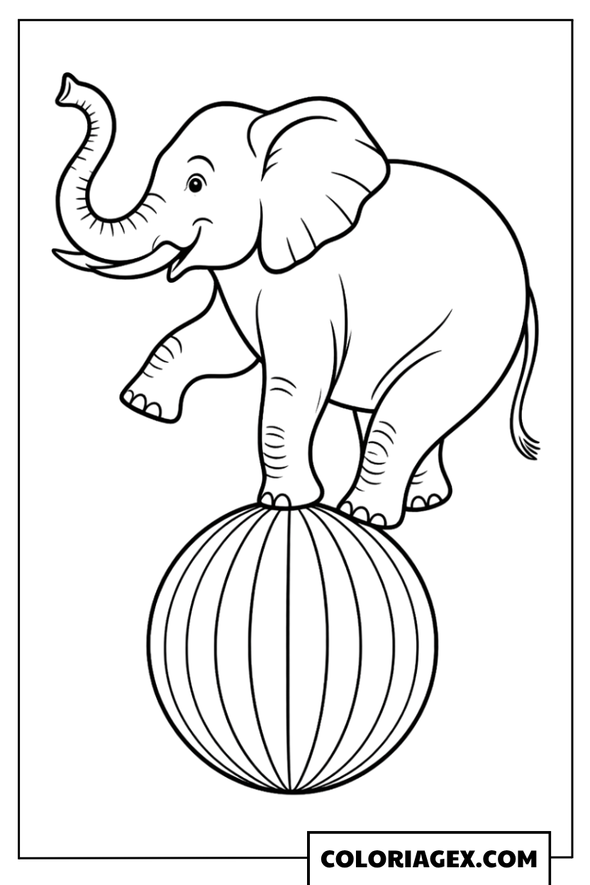 Coloriage Éléphant sur ballon