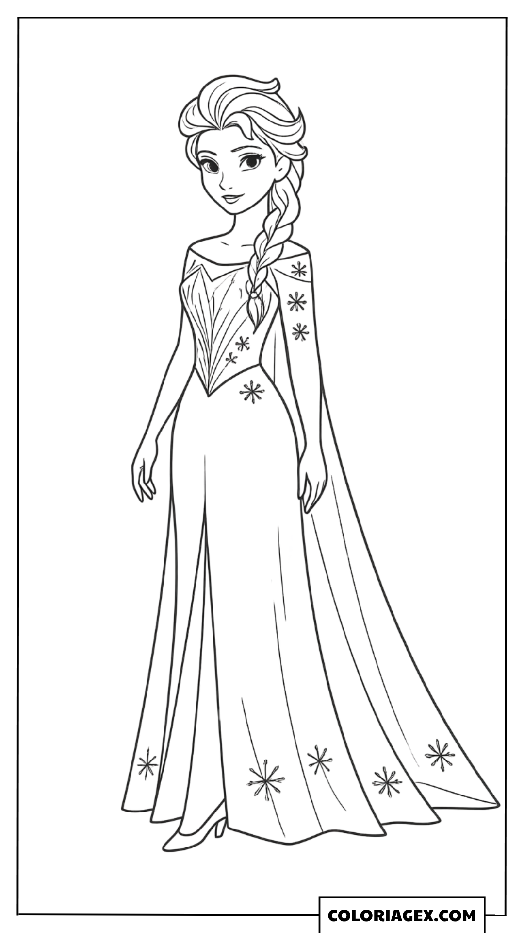 Coloriage Elsa dans une robe de glace détaillée