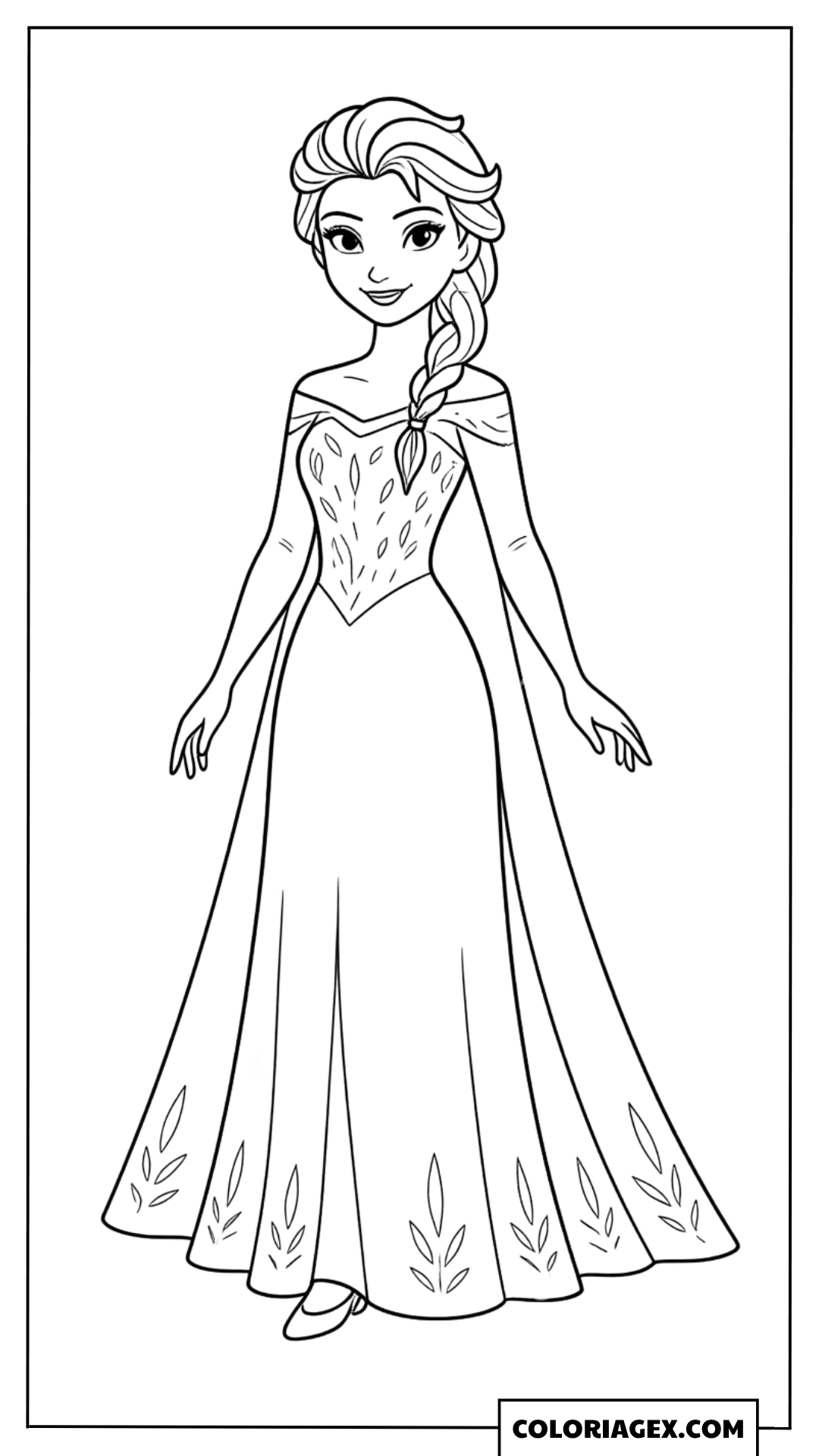 Coloriage Elsa dans une robe de glace somptueuse