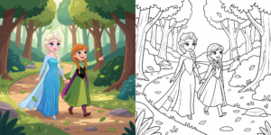 ft - Coloriage Elsa et Anna ft