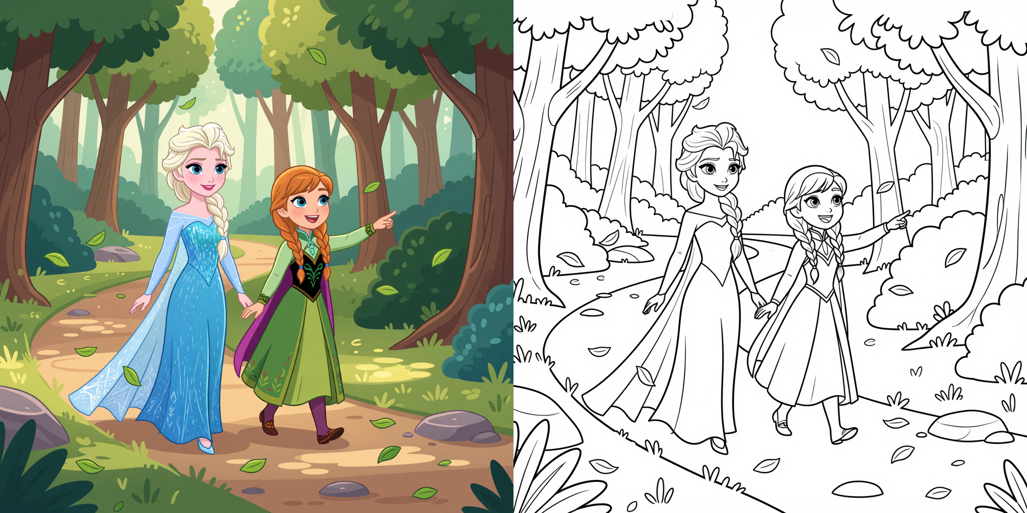 ft - Coloriage Elsa et Anna ft