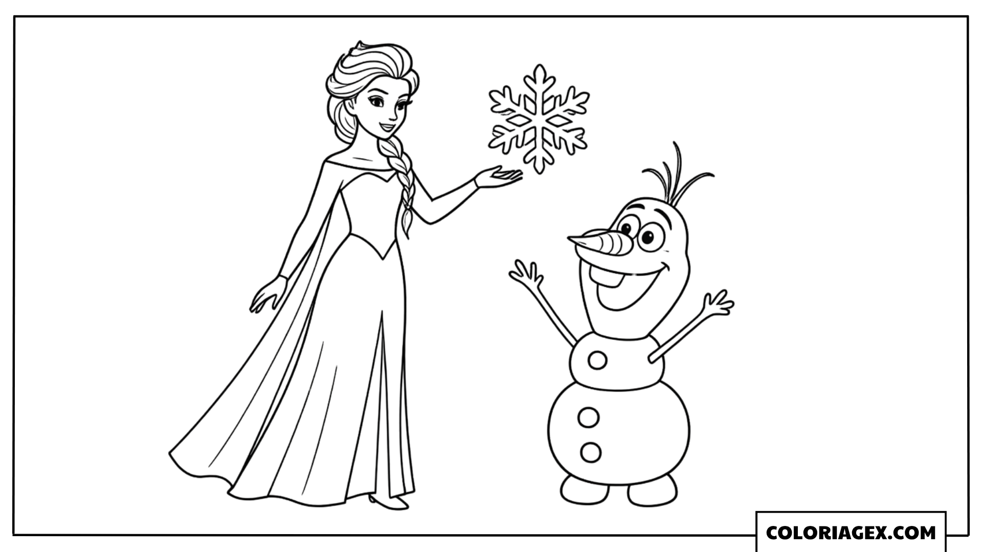 Coloriage Elsa et Olaf s’amusent avec la magie