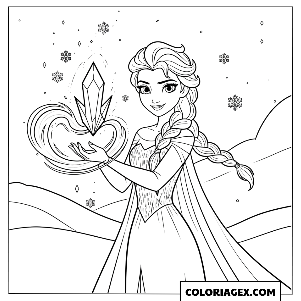 Coloriage Elsa et le cristal de glace