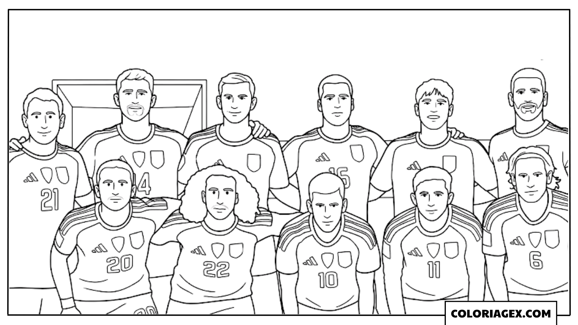 Coloriage Équipe d'Espagne Groupe Photo CDM 2026
