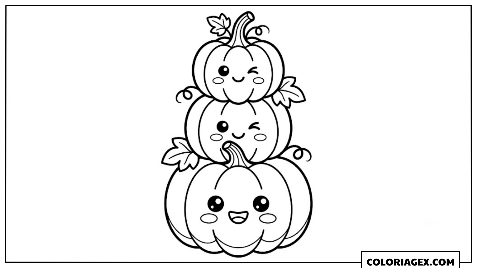 Coloriage Famille de Citrouilles Kawaii