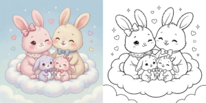 ft - Coloriage Famille de Lapins ft